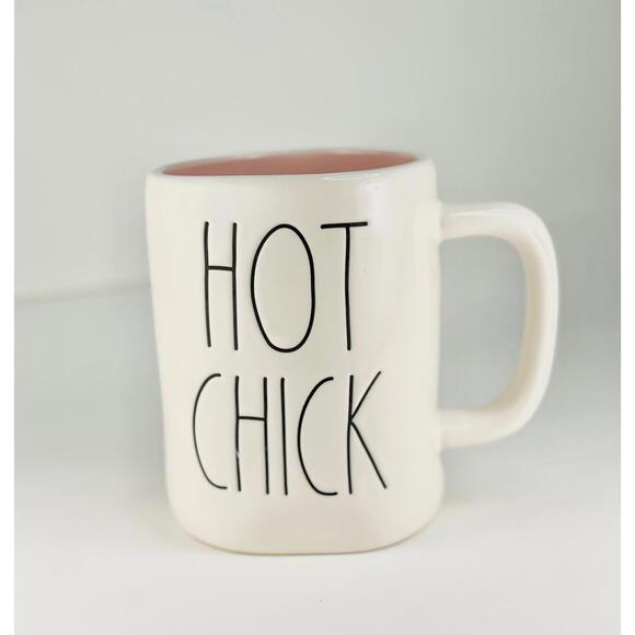 Rae Dunn by Magenta - HOT CHICK Ceramic Coffee Mug - Easter Spring Cream‎ & Pink - Picture 1 of 5
